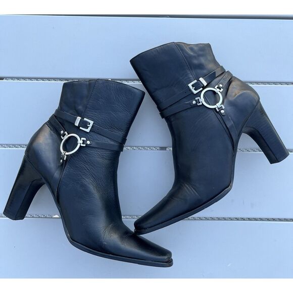 Harley-Davidson Shoes - Harley Davidson Leather Harness Ring Biker Boots - Size 10 - Black